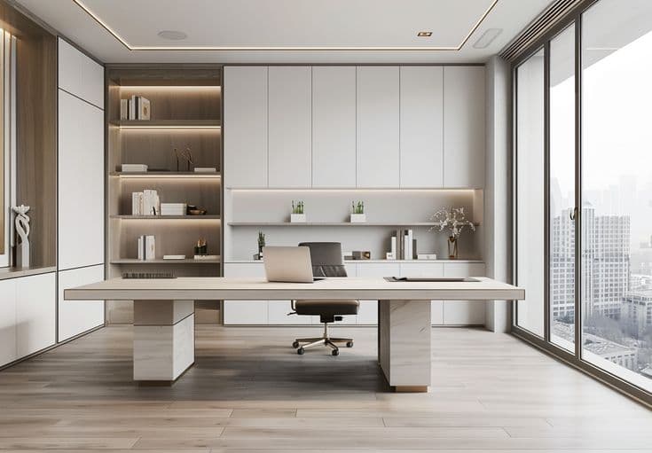 تصميم مكتب مدير راقٍي بتصميم عصري يلهم الفخامة